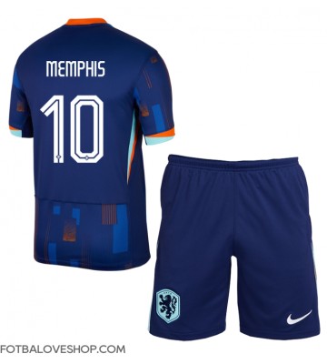 Holandsko Memphis Depay #10 Dětské Venkovní Dres ME 2024 Krátký Rukáv (+ trenýrky)